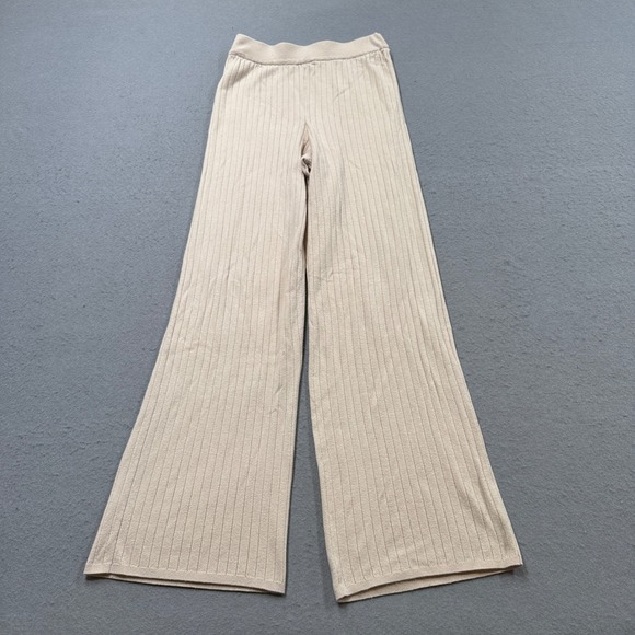 Abercrombie & Fitch Pants - Abercrombie & Fitch Pants‎ Women's M Beige Wide Leg Soft A&F Ribbed Knit Baggy